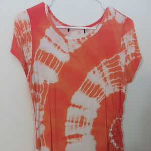 Orange tied-dyed short sleeve top